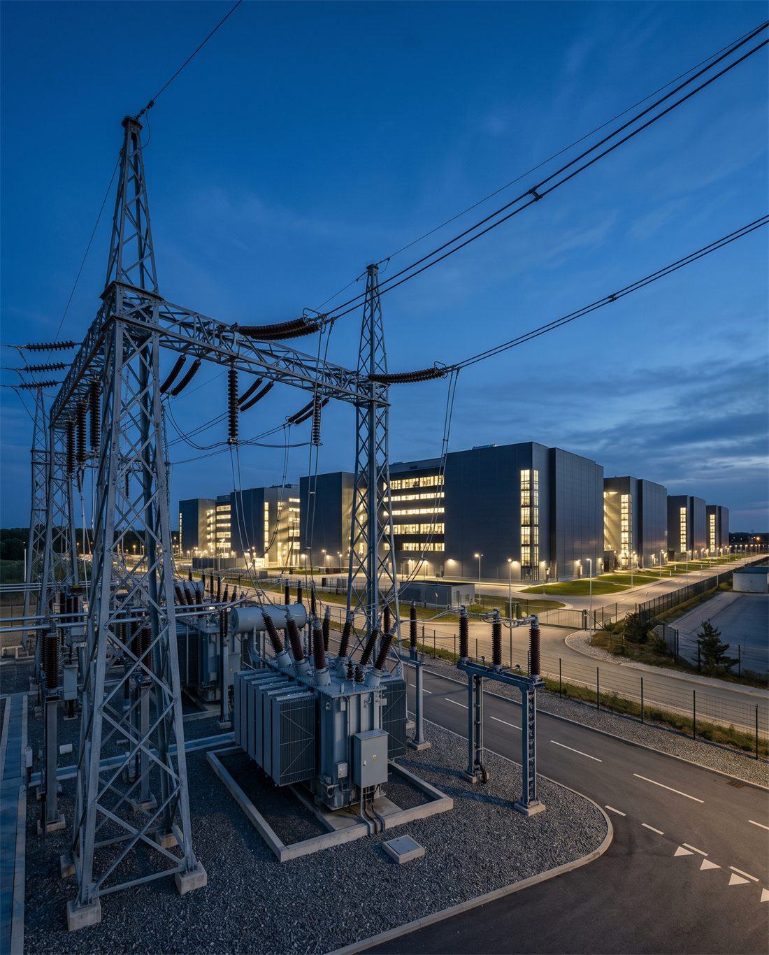 Subestação dedicada alimentando campus de data centers