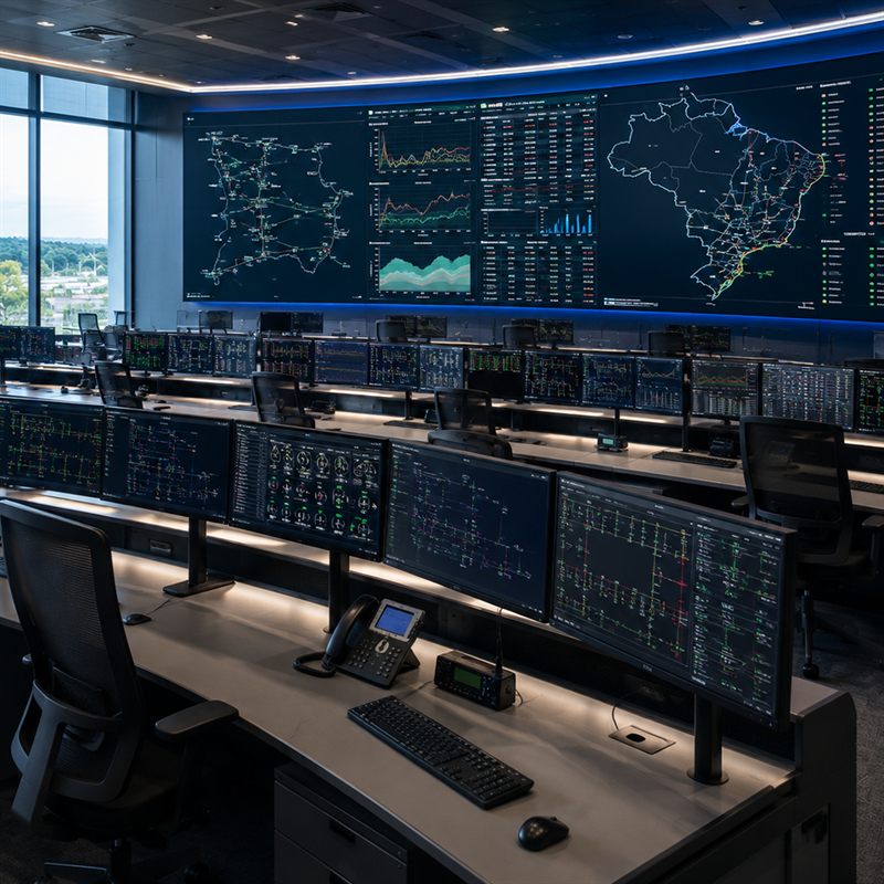 Centro de operações com telas de gestão