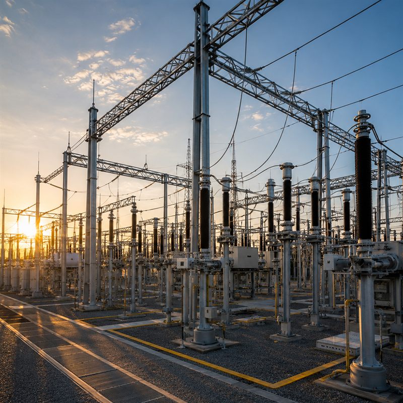 Subestação de energia em operação